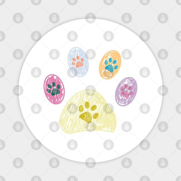 Colorful doodle paw prints symbol Magnet by GULSENGUNEL